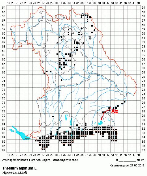 Verbreitungsgebiet Verbreitung Thesium alpinum