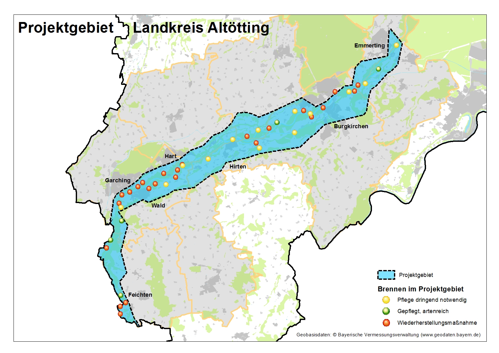 Projektgebiet entlang der Alz im Landkreis Altötting