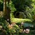 Verträumter Garten mit Rosen, Schilf und Ton-Vasen