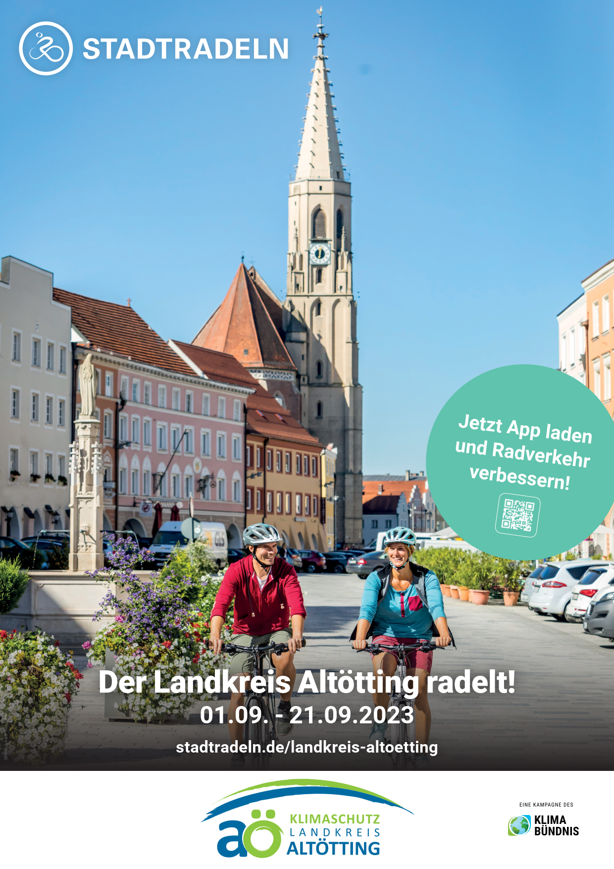 Plakat des Landkreises Altötting zum Thema Stadtradeln 2023