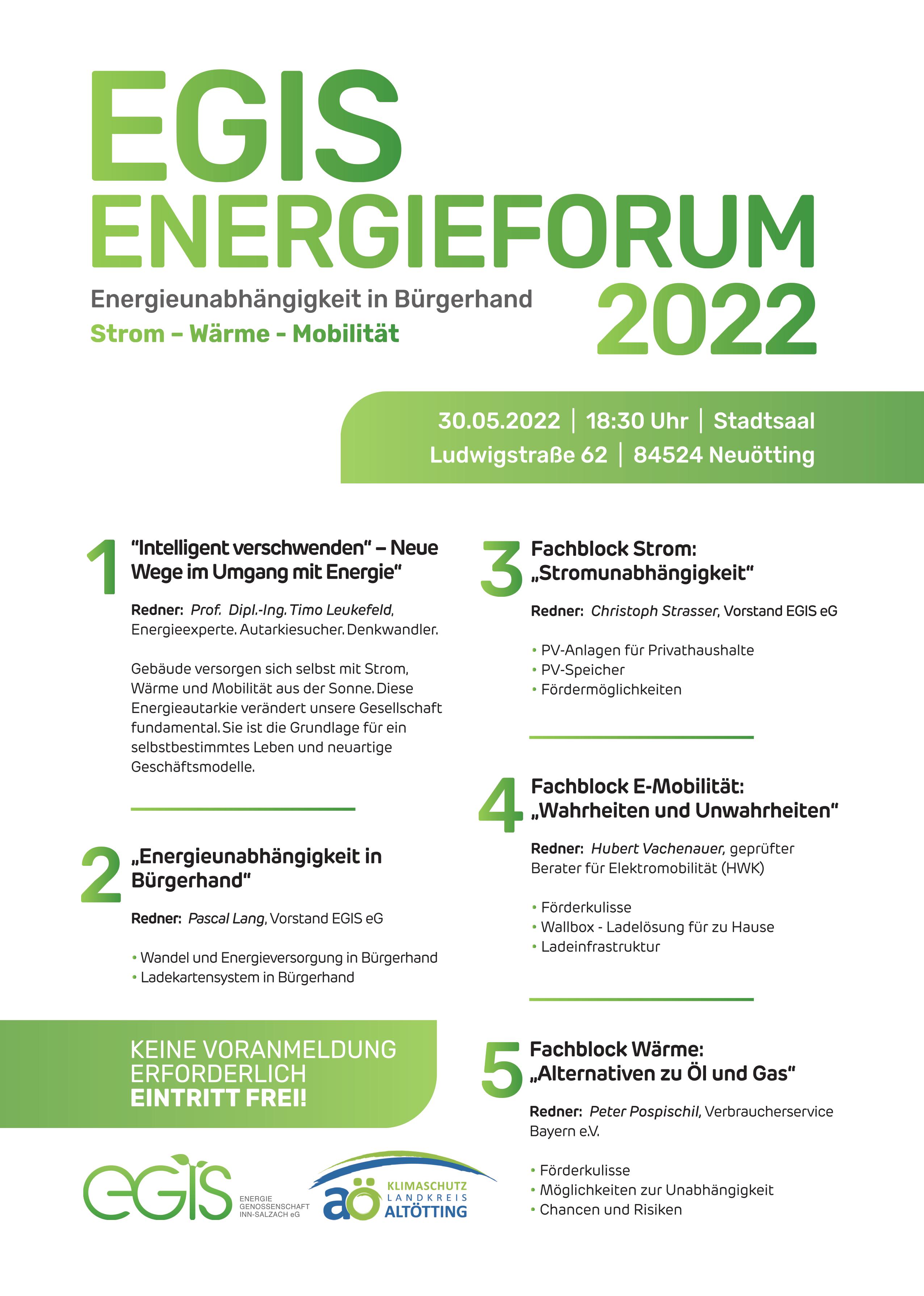 Energieversorgung in der Zukunft – Thema beim EGIS-Energieforum 2022