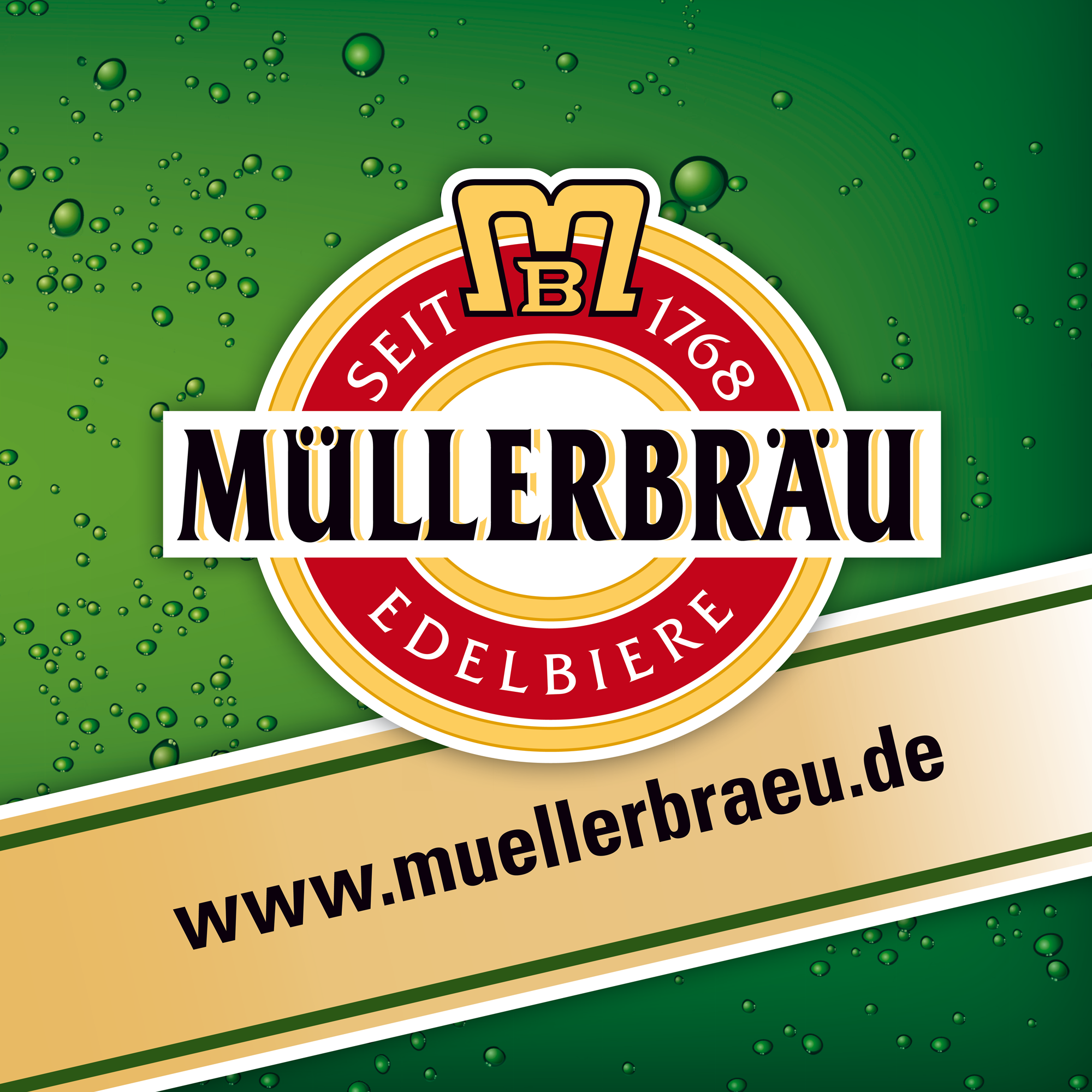 Logo Müllerbräu mit Internetadresse 